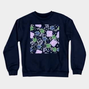 Pressed Flowers green and blue Crewneck Sweatshirt